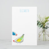 Cute chickens watercolor briefpapier (Stehend Vorderseite)