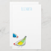 Cute chickens watercolor briefpapier (Vorne/Hinten)