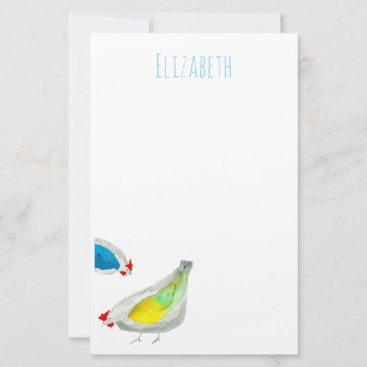 Cute chickens watercolor briefpapier (Vorderseite)