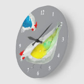 Cute chickens watercolor große wanduhr (Winkel)