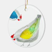 Cute chickens watercolor keramik ornament (Links)