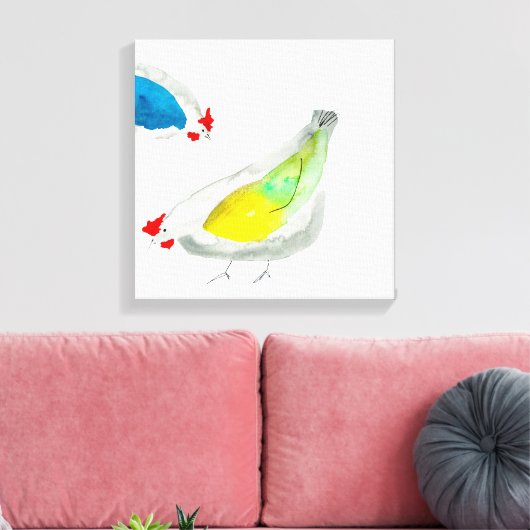 Cute chickens watercolor leinwanddruck (Insitu (Wohnzimmer))