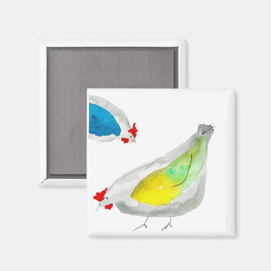 Cute chickens watercolor magnet (Vorderseite/Rückseite)