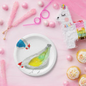 Cute chickens watercolor pappteller (Party)