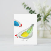 Cute chickens watercolor postkarte (Stehend Vorderseite)