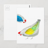 Cute chickens watercolor postkarte (Vorne/Hinten)