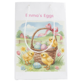 Cute chicks Easter bunny custom egg hunt bag Mittlere Geschenktüte