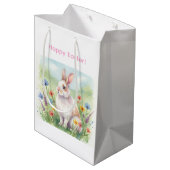 Cute chicks Easter bunny custom egg hunt bag Mittlere Geschenktüte (Rückseite Schrägansicht)