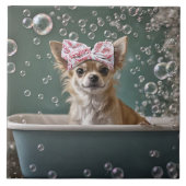 Cute Chihuahua Bubble Bath Fliese (Vorderseite)
