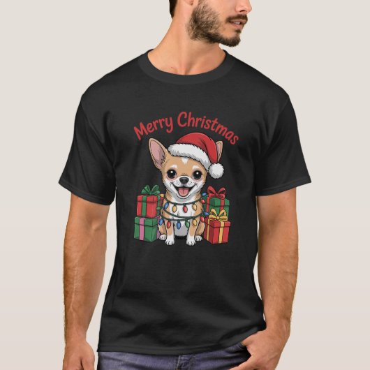 Cute Chihuahua Christmas Xmas Design Funny Dog Lov T-Shirt (Vorderseite)