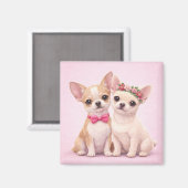 Cute Chihuahua Couple Valentine Illustration Magnet (Vorderseite/Rückseite)