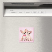 Cute Chihuahua Couple Valentine Illustration Magnet (In Situ (Geschirrspüler))