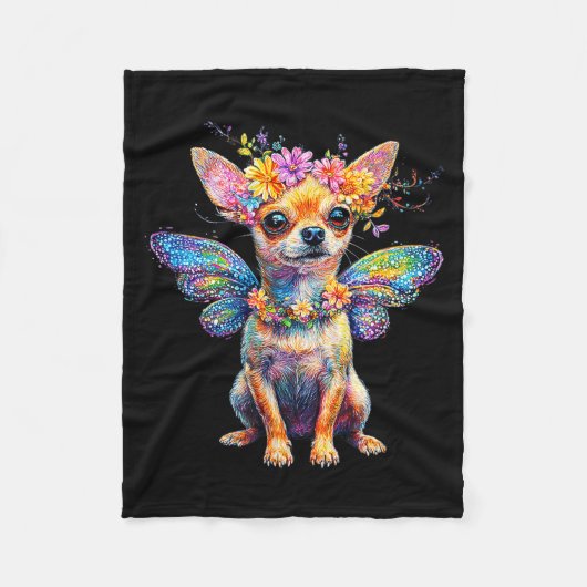 Cute Chihuahua Dog Angel With Wings Fleecedecke (Vorderseite)