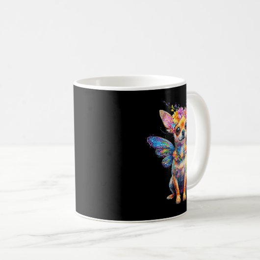 Cute Chihuahua Dog Angel With Wings Kaffeetasse (VorderseiteRechts)