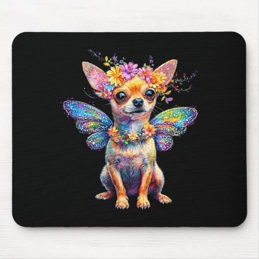 Cute Chihuahua Dog Angel With Wings Mousepad (Vorne)