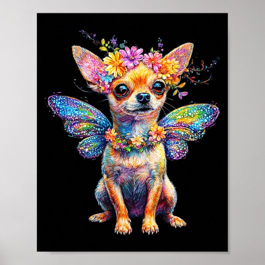 Cute Chihuahua Dog Angel With Wings Poster (Vorne)