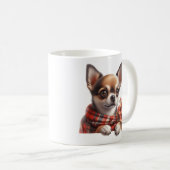 Cute Chihuahua Dog Puppy with Flowers Kaffeetasse (VorderseiteRechts)