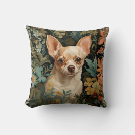 Cute Chihuahua in William Morris Style Garden Kissen