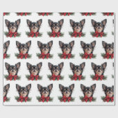 Cute Chihuahua with Christmas Bow Geschenkpapier (Flach)