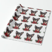 Cute Chihuahua with Christmas Bow Geschenkpapier (Ungerollt)