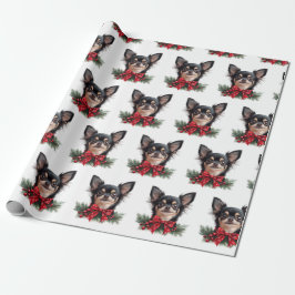 Cute Chihuahua with Christmas Bow Geschenkpapier