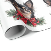 Cute Chihuahua with Christmas Bow Geschenkpapier (Rolleneckpunkt)