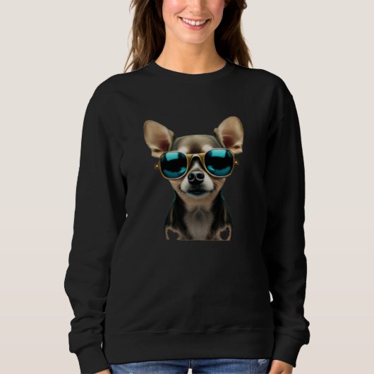 Cute Chihuahua with Sunglasses Sweatshirt (Vorderseite)