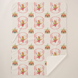 Cute Child Circus Bear Framed Sherpa Blanket Sherpadecke