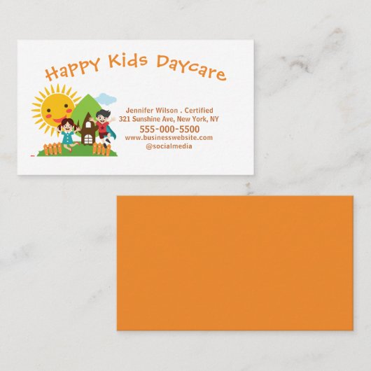 Cute Child Daycare Childcare Center Service Visitenkarte (Vorne/Hinten)