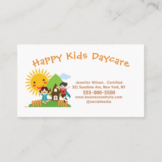 Cute Child Daycare Childcare Center Service Visitenkarte (Vorderseite)