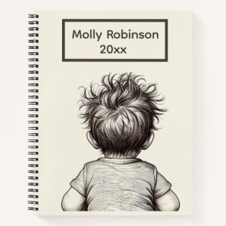 Cute Child Messy Hair Personalize Notizblock
