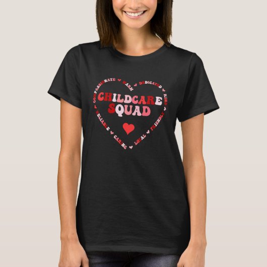 Cute Childcare Squad Valentines Day Heart T-Shirt (Vorderseite)