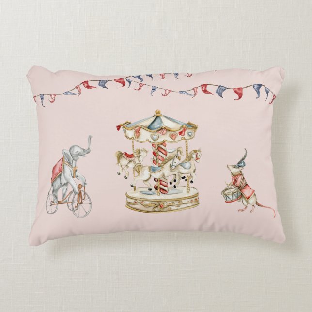 Cute Children Circus Carnival Animals Pattern Dekokissen (Vorderseite)
