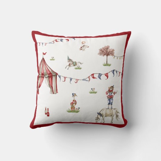 Cute Children Circus Carnival Animals Pattern Kissen (Rückseite)