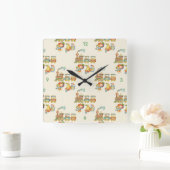 Cute Child's Bird Apple Train Clock Quadratische Wanduhr (Zuhause)
