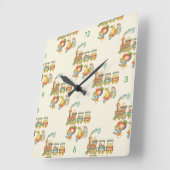 Cute Child's Bird Apple Train Clock Quadratische Wanduhr (Winkel)
