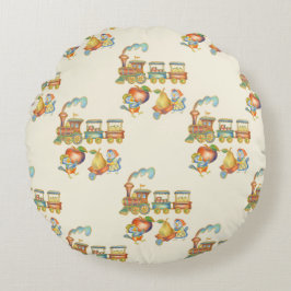 Cute Child's Bird Apple Train Round Pillow Rundes Kissen