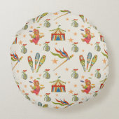 Cute Child's Circus Bear Theme Round Throw Pillow Rundes Kissen (Rückseite)