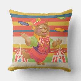 Cute Child's Circus Bear Throw Pillow Kissen