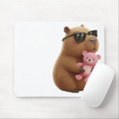 Cute Chill Capybara with Teddy Bear Aesthetic  Mousepad (Mit Mouse)