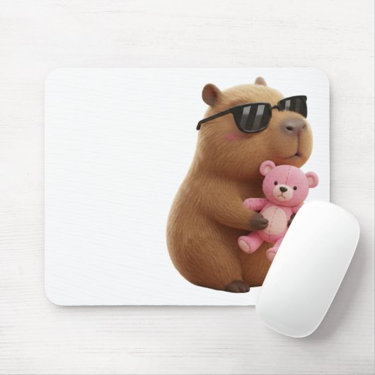 Cute Chill Capybara with Teddy Bear Aesthetic  Mousepad (Mit Mouse)