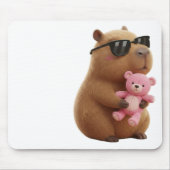 Cute Chill Capybara with Teddy Bear Aesthetic  Mousepad (Vorne)
