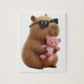 Cute Chill Capybara with Teddy Bear Jigsaw Puzzle (Vertikal)