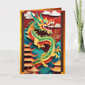 Cute Chinese Dragon Year Birthday Origami GC Karte (Vorderseite)