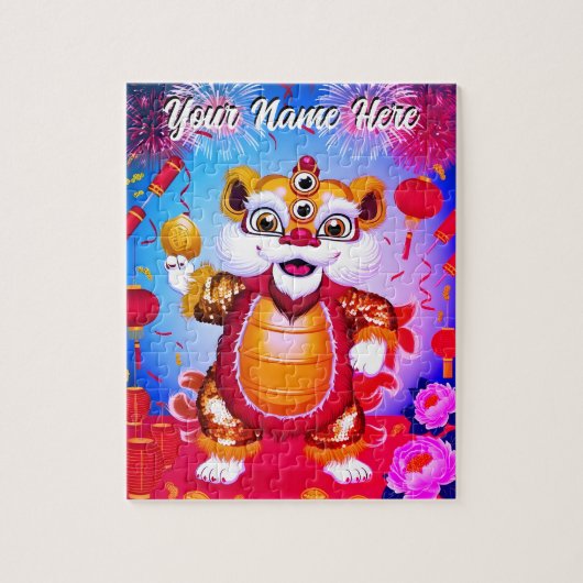 Cute Chinese Lion Dance Jigsaw Puzzle (Vertikal)