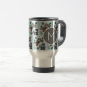Cute Chinese Pandas Pattern Monogram Reisebecher (VorderseiteRechts)