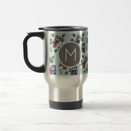 Cute Chinese Pandas Pattern Monogram Reisebecher (Links)