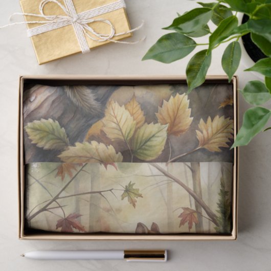 Cute Chipmunk on a Big Branch in the Forest Seidenpapier (Geschenk)