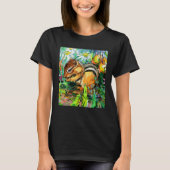 Cute Chipmunk Spring Flowers Animal Impressionist  T-Shirt (Vorderseite)