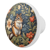 Cute Chipmunk William Morris Inspired Floral Keramikknauf (Rechts)